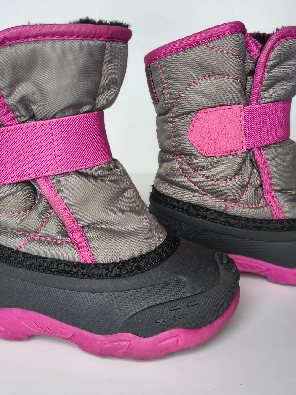 Kamik Snowbug 5 Toddler Winter Boots Size 9/26 Gray/Pink Waterproof Insulated